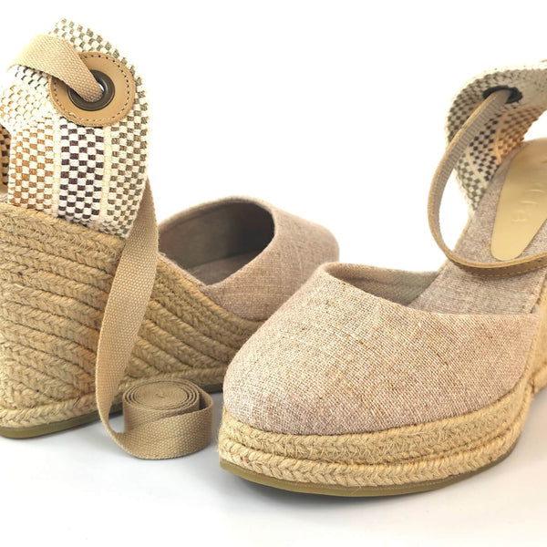 Anabela Grega Salto Alto Linho