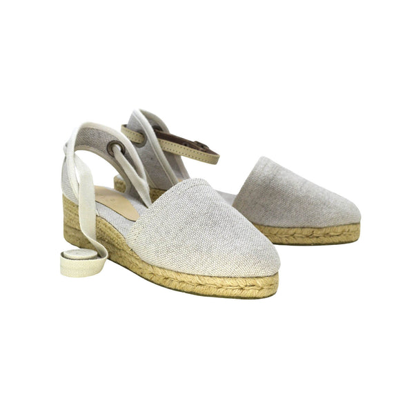 Anabela Grega Salto Baixo Linho