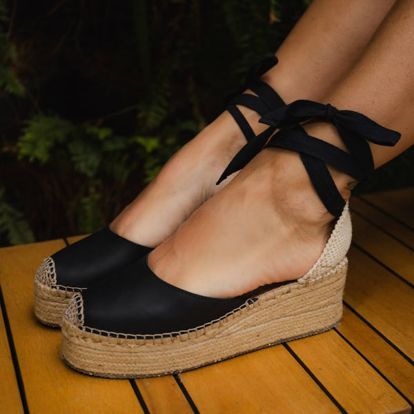 Flatform Sophia Salto Médio Preta