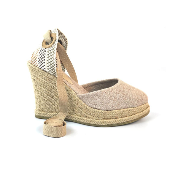 Anabela Grega Salto Alto Linho