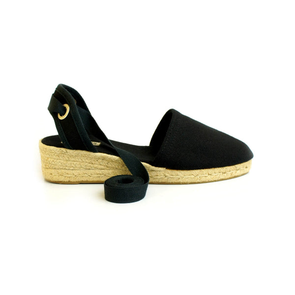 Anabela Grega Salto Baixo Preta