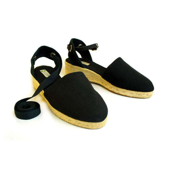 Anabela Grega Salto Baixo Preta